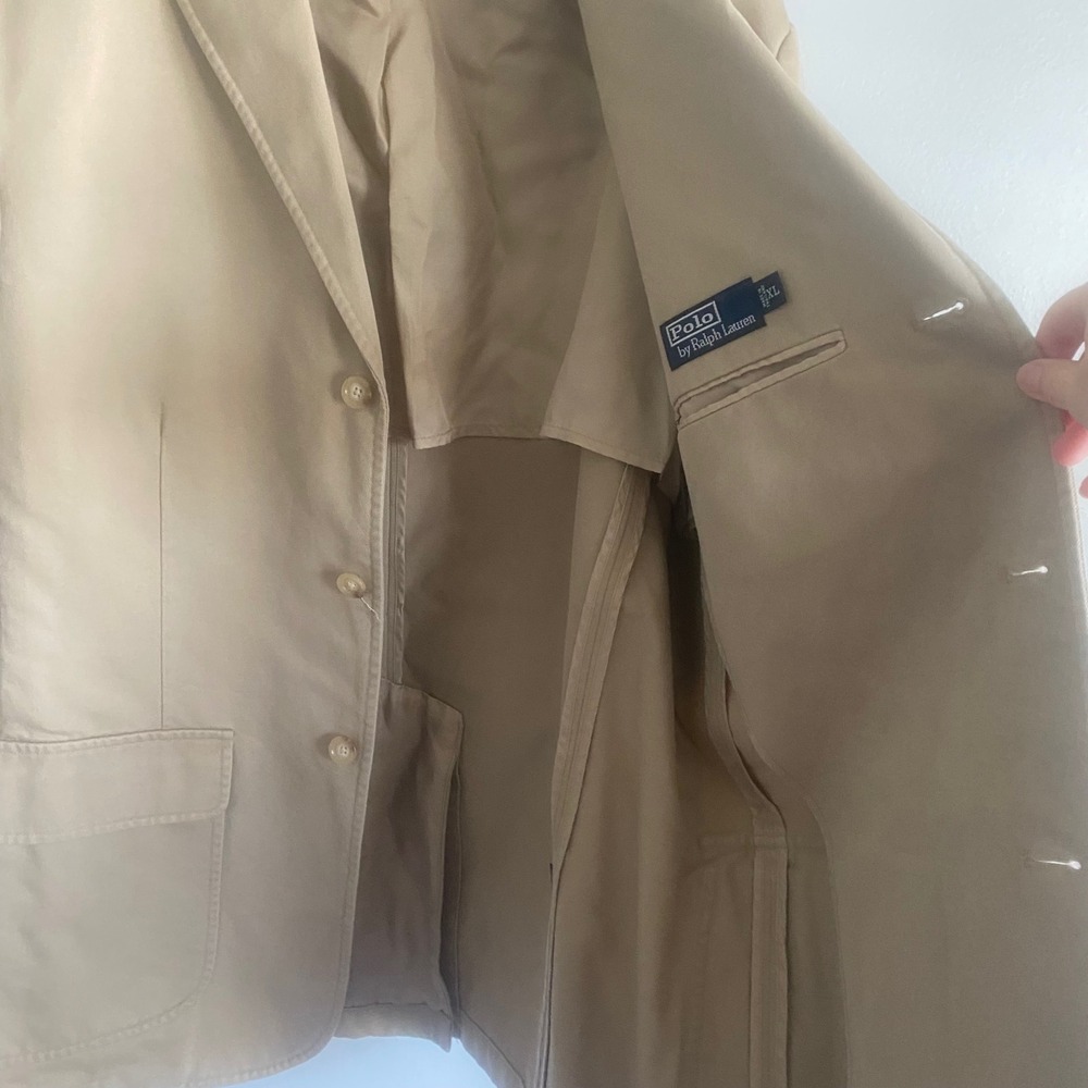 Polo Ralph Lauren Vintage Men's Tan Cotton Blazer Size XL - Picture 7 of 7